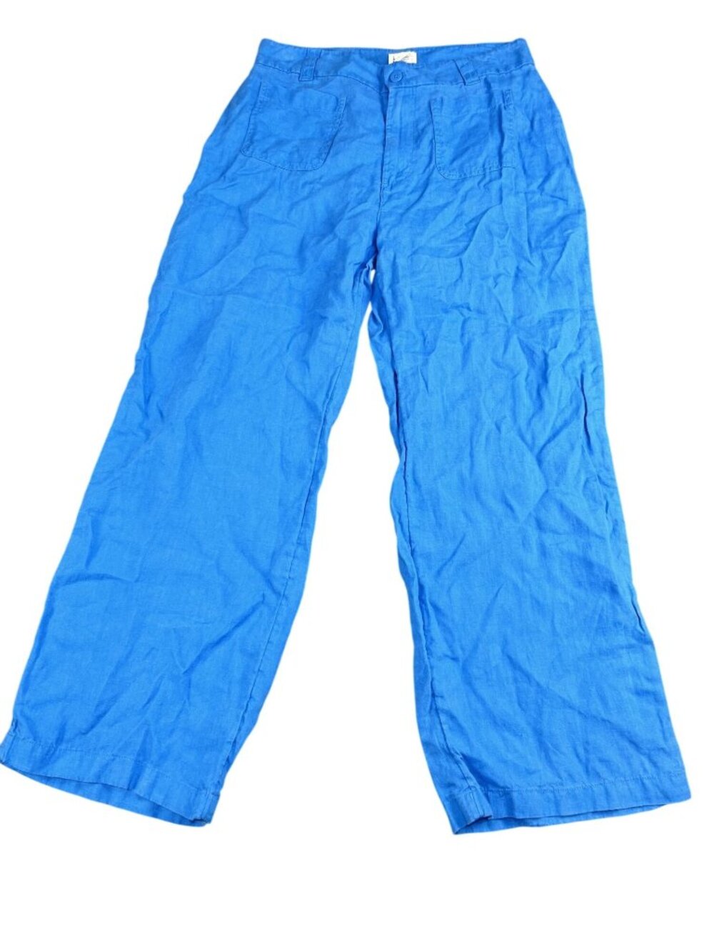 Nicole Miller Womens Wide-Leg Pants Size 10 Bright Blue Linen